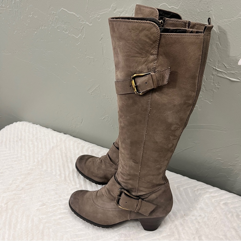 Paul Green Kimberly Knee-High‎ gray Riding Boots Leather US 7 equestrian luxury